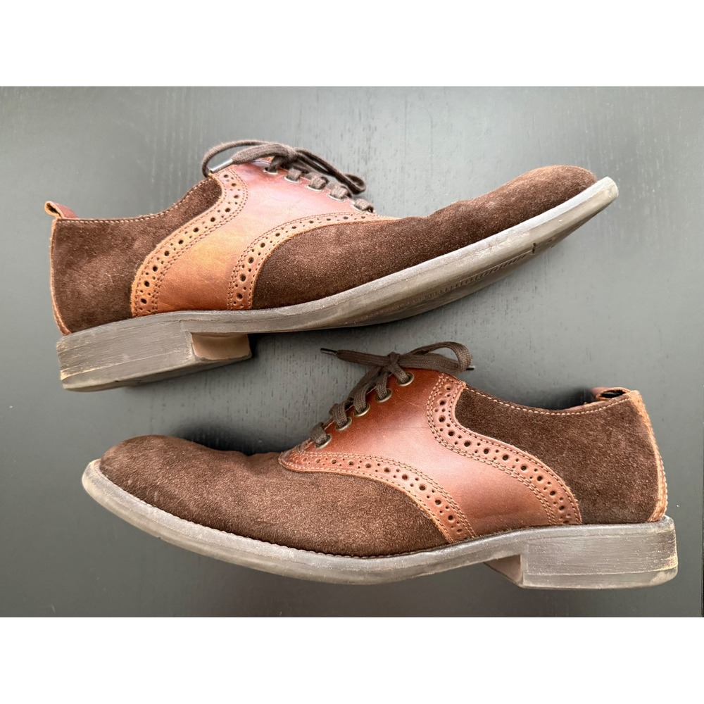 Johnston & Murphy Leather Saddle Oxfords Men Size 9.5 M Brown/Tan Suede Two-Tone